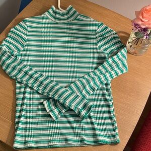 Victoria's Secret Green Striped Long Sleeve Top